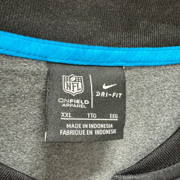 Carolina Panthers Jacket Mens XXL Black Gray 1/2 Zip Pullover Nike NFL Dri Fit - Picture 2 of 8